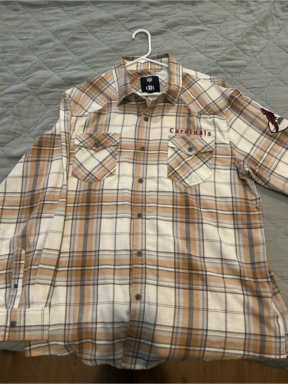 Cardinals Plaid Button-Down Shirt - Beige & Brown